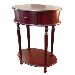 Home Decorators Collection Composite Wood Oval Side Table in Cherry H 114