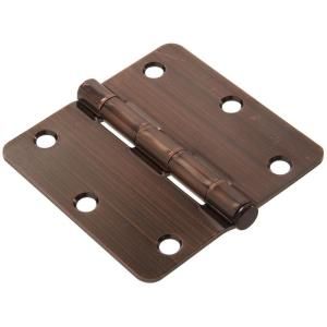 The Hillman Group 3 1/2 in. Antique Bronze Residential Door Hinge with 1/4 in. Round Corner (9 Pack) 852796