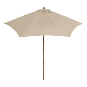 Hampton Bay 9 ft. Teak Patio Umbrella in Textured Silver Pebble 9945 01408300