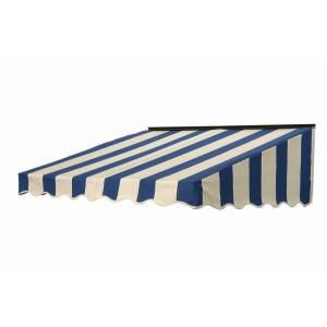 NuImage Awnings 7 ft. 2700 Series Fabric Door Canopy (17 in. H x 41 in. D) in Mediterranean/Canvas Block Stripe 27X7X84492103X