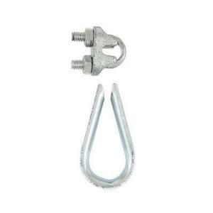 Lehigh 3/16 in. Zinc Plated Wire Rope Clamp and Thimble Set (12 Pack) 7310 12OL