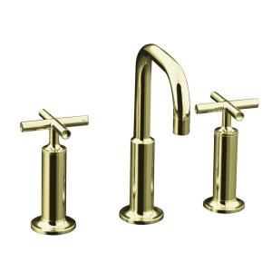 KOHLER Purist 8 in. Widespread 2 Handle Mid Arc Bathroom Faucet in Vibrant French Gold K 14407 3 AF
