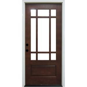 Steves & Sons Craftsman 9 Lite Stained Mahogany Wood Entry Door   DISCONTINUED CB3109M6PJRI