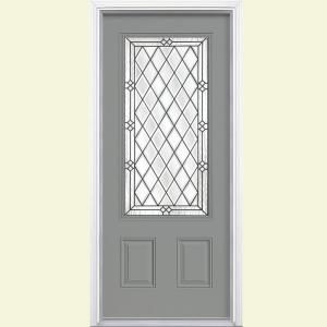 Masonite Halifax Three Quarter Rectangle Painted Smooth Fiberglass Entry Door with Brickmold 36621