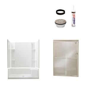 Sterling Plumbing Accord Seated 36 in. x 60 in. x 74 1/4 in. Shower Kit with Shower Door in White/Nickel 7229 5475NC