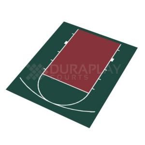 DuraPlay 20 ft. 7 in. x 24 ft. 10 in. Half Court Basketball Kit 1H   Hunter Green/Burgundy