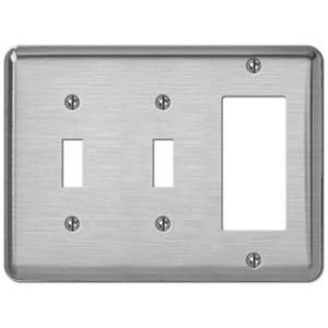 Creative Accents Steel 2 Toggle 1 Decorator Wall Plate   Brushed Chrome 2BM129