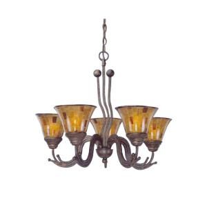Filament Design Concord Series 5 Light Bronze Chandelier with Penshell Resin Shade CLI TL5011725