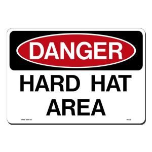 Lynch Sign 14 in. x 10 in. Black and Red on White Plastic Danger Hard Hat Area Sign DS  32