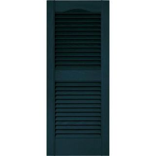 Builders Edge 15 in. x 36 in. Louvered Shutters Pair in #166 Midnight Blue 010140036166