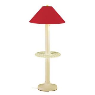 Patio Living Concepts Catalina 16 in. Outdoor Bisque Floor Lamp with Tray Table and Jockey Red Shade 33694