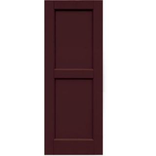 Winworks Wood Composite 15 in. x 40 in. Contemporary Flat Panel Shutters Pair #657 Polished Mahogany 61540657