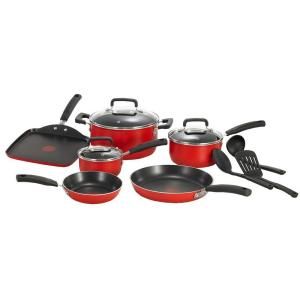 T Fal Signature Total Non Stick 12 Piece Cookware Set in Red C112SC74