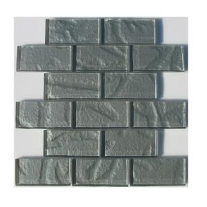TAFCO PRODUCTS 12 in. x 12 in. x 1/4 in. Thick Metallic Silver Glass Tile GT206