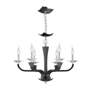 Eurofase Pella Collection 6 Light Chrome and Black Chandelier 22806 031