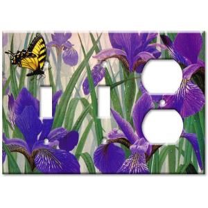 Art Plates Butterfly in Irises   Double Switch / Outlet Combo Wall Plate SSO 137