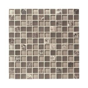 Jeffrey Court Auburn Emperador 12 in. x 12 in. x 8 mm Glass Marble Mosaic Floor/Wall Tile 99086