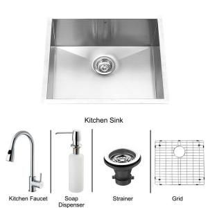 Vigo All in One Undermount Stainless Steel 23x20x10 0 Hole Single Bowl Kitchen Sink and Faucet Set VG15171