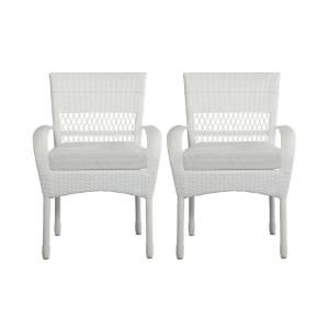 Martha Stewart Living Charlottetown White Patio Dining Chair with Bare Cushion (2 Pack) 55 55611WA
