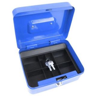 Stalwart 8 in. Key Lock Blue Cash Box with Coin Tray 75 6580BLU