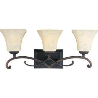 Illumine 3 Light 10 in. Rustic Burnished Bath Vanity with Frost Lichen Glass Shade HD MA41562762