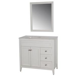 St. Paul Brisbane 36 in. W Vanity in White with Vanity Top in Cascade and Wall Mirror BB36P3 WH