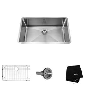 KRAUS All in One Undermount 30x18x10 0 Hole Single Bowl Kitchen Sink KHU100 30