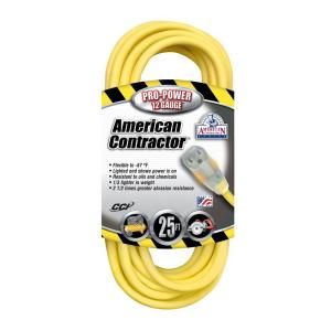 American Contractor 25 ft. 12/3 SJEOW Outdoor Extension Cord with Lighted End 016970002