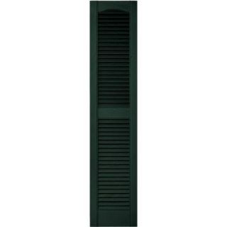 Builders Edge 12 in. x 55 in. Louvered Vinyl Exterior Shutters Pair in #122 Midnight Green 010120055122