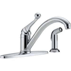 Delta Classic Single Handle Side Sprayer Kitchen Faucet in Chrome 400 BH DST