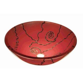 Hembry Creek Tempered Glass Vessel Sink in Red Spiral GVF 125 RS