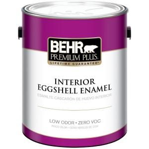 BEHR Premium Plus 1 gal. Ultra Pure White Eggshell Enamel Zero VOC Interior Paint 205001
