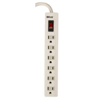 Woods 6 Outlet Power Strip with Sliding Safety Covers and Right Angle Plug 3 ft. Power Cord   White 0414068801