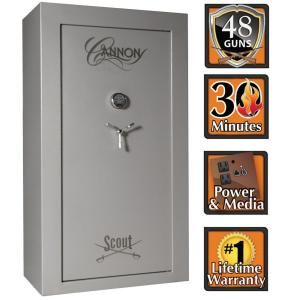 Cannon Scout Series 48 Gun 72 in. H x 40 in. W x 25 in. D Hammertone Grey Electric Lock Fire Safe with Chrome Finish S45 H2TEC 13