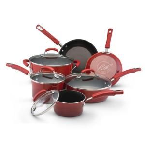 Rachael Ray 10 Piece Nonstick Porcelain Enamel Cookware Set in Red DISCONTINUED 11535