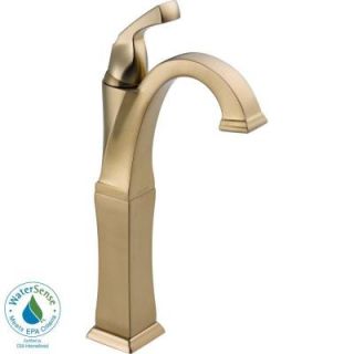 Delta Dryden Single Hole 1 Handle High Arc Bathroom Faucet with Riser and Less Pop up in Champagne Bronze 751 CZ DST