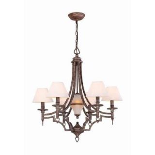 Illumine 7 Light 29 in. Aged Pewter Chandelier with White Fabric Shade CLI LS 19137