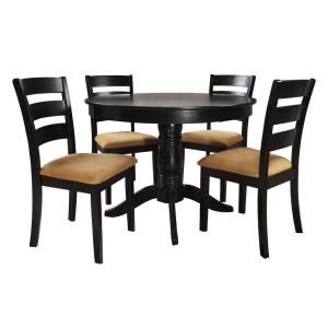 HomeSullivan 42 in. Black Round Dining Set with Ladder Back Side Chairs (5 Piece) DISCONTINUED DISCONTINUED DISCONTINUED 40122D901W[5PC]716W