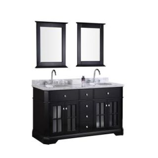 Design Element Imperial 60 in. W x 22 in. D x 34 in. H Vanity in Espresso with Marble Vanity Top and Mirror in Carrara White DEC306A