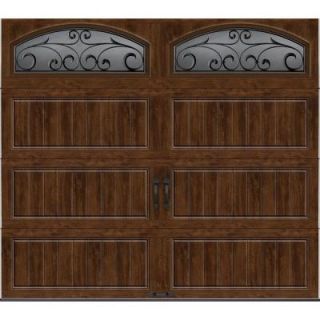 Clopay Gallery Collection 8 ft. x 7 ft. 6.5 R Value Insulated Ultra Grain Walnut Garage Door with Wrought Iron Window GR1LP_WO_WIA2