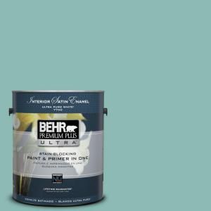 BEHR Premium Plus Ultra 1 gal. #T14 1 Ocean Liner Satin Enamel Interior Paint 775401