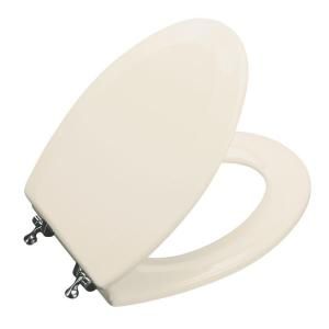 KOHLER Triko Molded Toilet Seat, Elongated, Closed front, Cover and Polished Chrome Hinge in Almond K 4722 T 47
