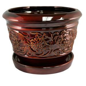 Lees Pottery 8 in. Rustic Damask Ceramic Planter LJ01008 8