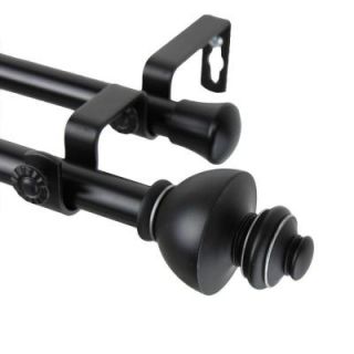 Rod Desyne 120 in.   170 in. Black Double Telescoping Curtain Rod with Dynasty Finial 4704 992