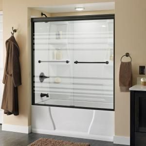 Delta Crestfield 59 3/8 in. x 56 1/2 in. Sliding Bypass Tub Door in Oil Rubbed Bronze with Frameless Transition Glass 159016