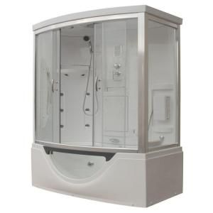 Steam Planet 72 in. x 39 in. x 88 in. Steam Shower Enclosure Kit with Whirlpool Tub in White MK545LW