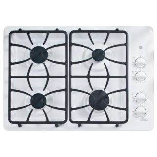 GE 30 in. Gas Cooktop in White with 4 Burners including Power Boil Burner JGP333DETWW