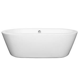 Wyndham Collection Mermaid 5.92 ft. Center Drain Soaking Tub in White WCOBT100371