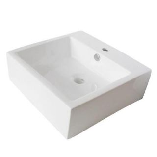 Kingston Brass Single Hole Square Bathroom Sink in White HEV4319