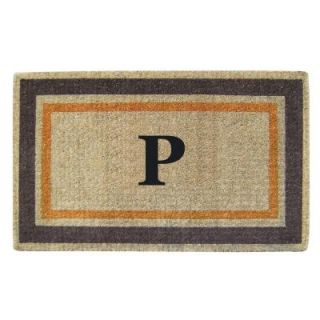 Creative Accents Double Picture Frame Orange Brown 22 in. x 36 in. HeavyDuty Coir Monogrammed P Door Mat 02017P